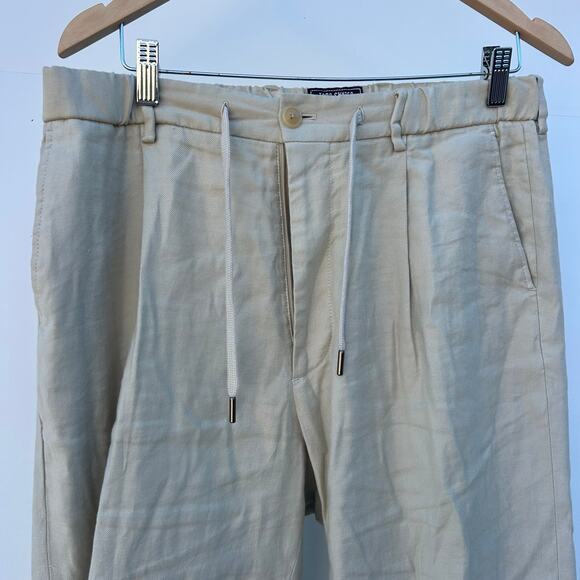 Todd Snyder Men’s Traveler Suit Trousers Drawstring Linen Pants Beige M - Picture 6 of 7